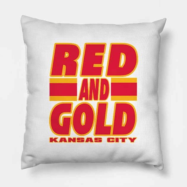 KC LYFE Red and Gold Kansas City Pillow by pralonhitam