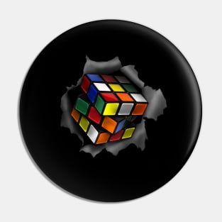 Cube Bursting Through - Rubik's Cube Inspired Design for people who know How to Solve a Rubik's Cube Pin