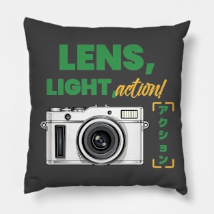 Photographer Camera Lens Light Action Pillow