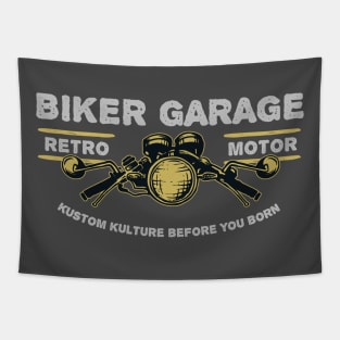 Retro Motor Biker Garage Tapestry