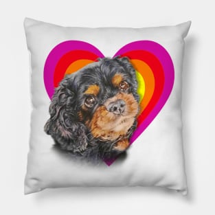 Big brown eyed Cavalier King Charles spaniel Pillow