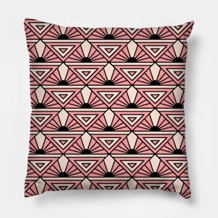 Art Deco Pattern No 76 - Pink - Vintage Geometric Motif Pillow