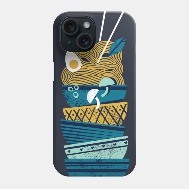 Noodles bowls connection // print // teal and aqua bowls yellow pasta Phone Case by SelmaCardoso