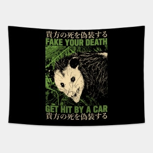 Fake Your Death Vintage Green Opossum Tapestry