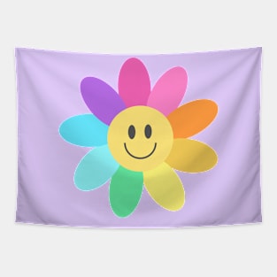 Rainbow Happy Face Flower Small Tapestry