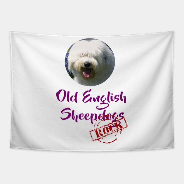 Old English Sheepdogs Rock! Tapestry by Naves