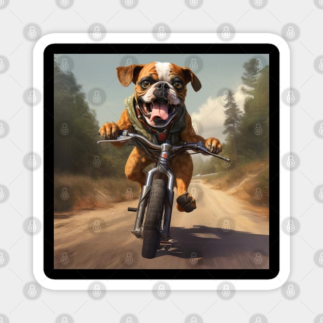 boxer and bike Magnet by FehuMarcinArt