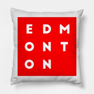 Edmonton | Red square, white letters | Canada Pillow