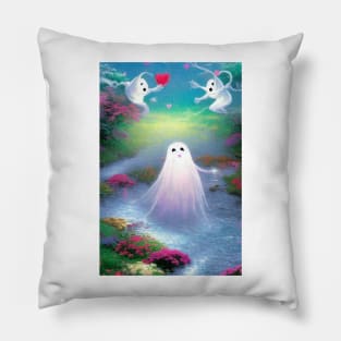 Spooky Ghost Kisses Pillow