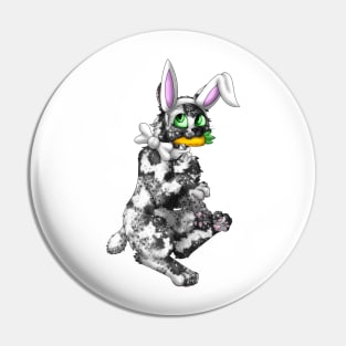 Bobtail BunnyCat: Salt & Pepper (White) Pin