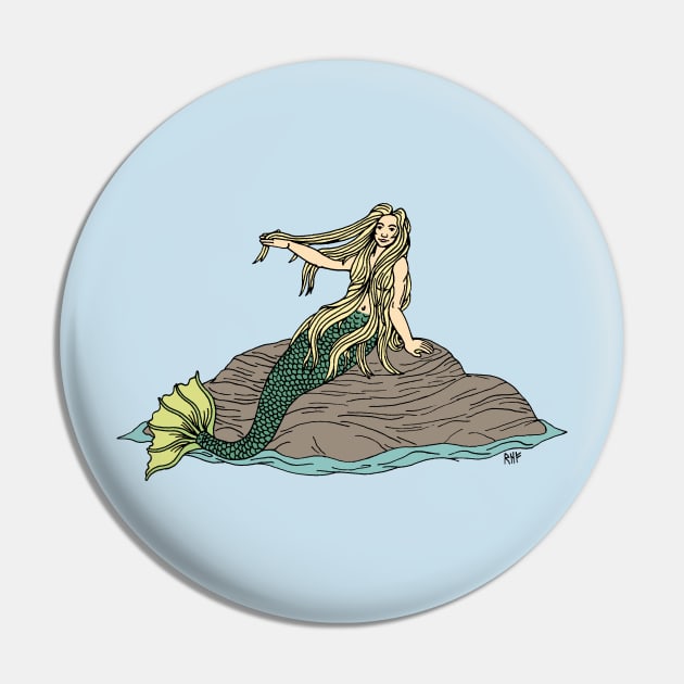 Mermaid on Rocks Pin by AzureLionProductions