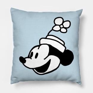 Smiley Cartoon Girl Mouse Steamboat Willie Portrait Pillow