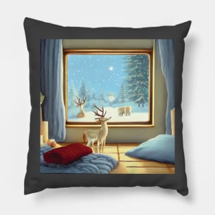 Christmas Season and Christmas Trees Cozy Warm Wishes Eve Celebration Pillow