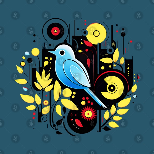 Geometric art style blue jay avian bird design nature themed wildlife lover by Czajnikolandia