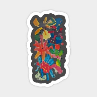 Colorful Abstract Art Finger Painting Magnet