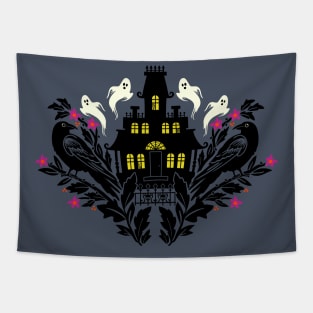 Halloween haunted house damask Tapestry