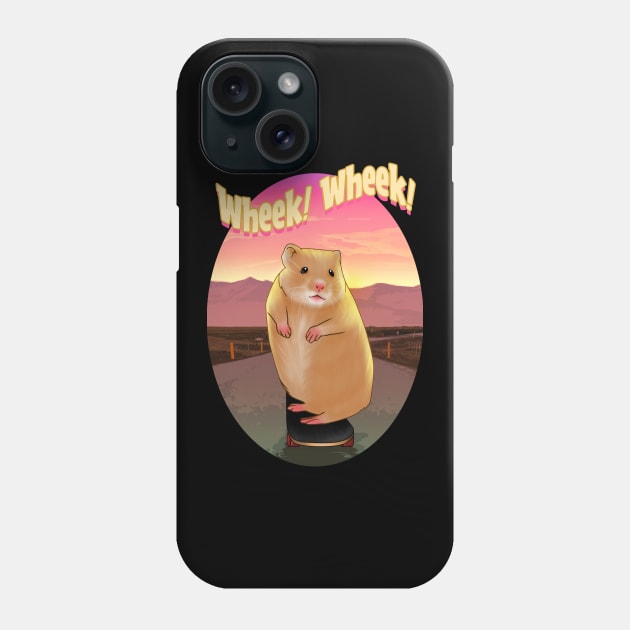Guinea pig, Skateboard, Skating, Sunset, Wheek! Phone Case by Strohalm