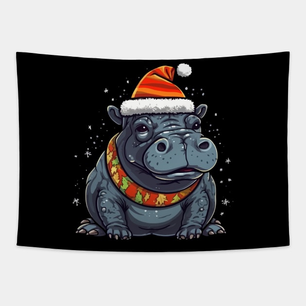 Hippo Christmas Tapestry by JH Mart