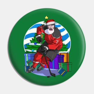 Ice Hockey Player Santa Christmas Tree Pin