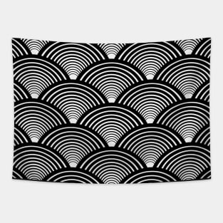 Art Deco Fans Black and White Tapestry