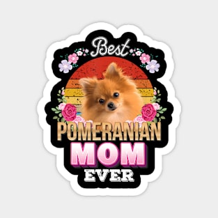 Best Dog Mom Ever Pomeranian Floral Retro Lover Mother Day Magnet