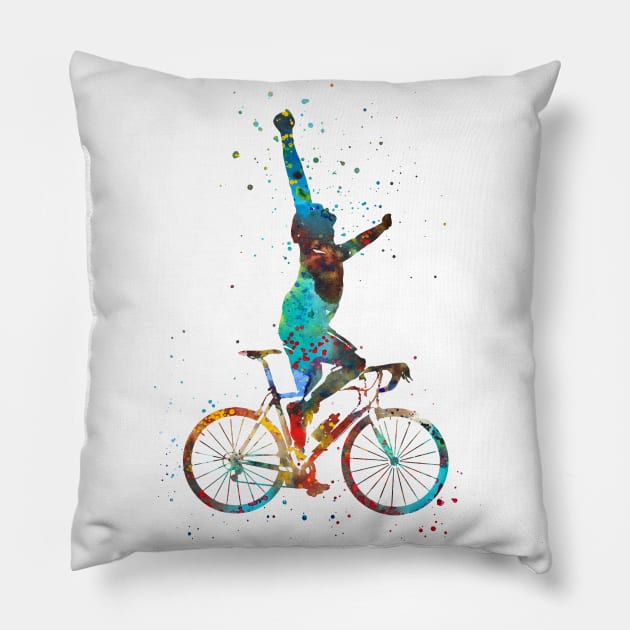 Road cycling Pillow by RosaliArt