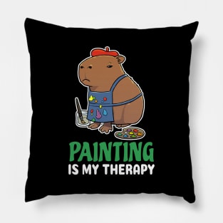 Painting is my therapy cartoon Capybara Pillow