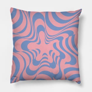 Abstract Groovy Retro Liquid Swirl Pink Blue Pattern Pillow