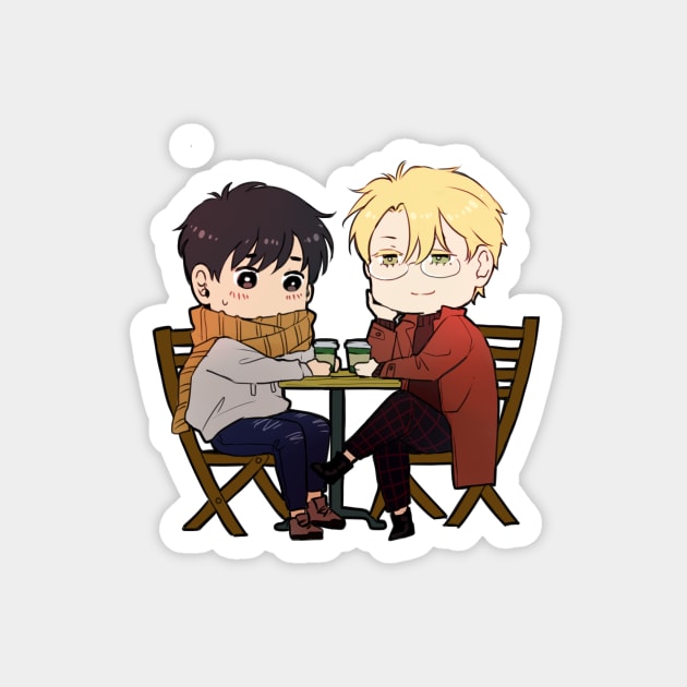 Banana Fish Chibi Ash and Eiji at the Cafe Banana Fish