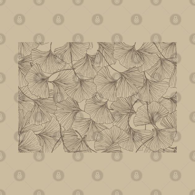 Ginkgo Biloba Tree Leaves Vintage Pattern by RetroGeek