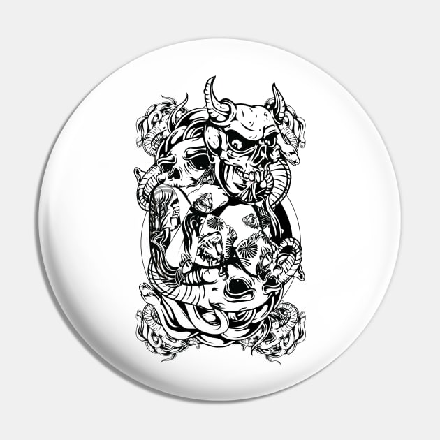 Lady Skull - black n white Pin by gblackid