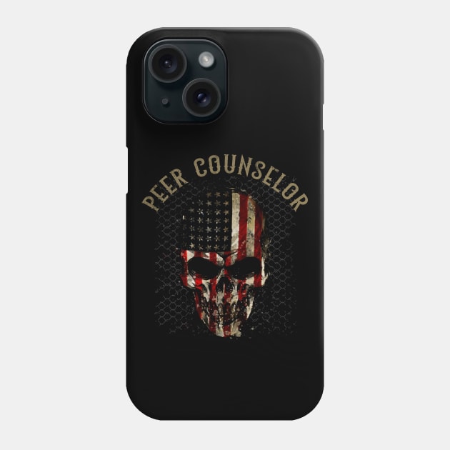 Peer Counselor - Watercolor Skull in American Flag Design Phone Case by best-vibes-only