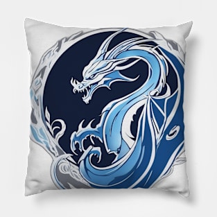 Dragon Blue Shadow Silhouette Anime Style Collection No. 452 Pillow