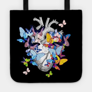 Heart Human Anatomy colorful butterflies Tote