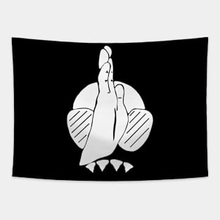 White hand signal for shark, scuba diver design Tapestry