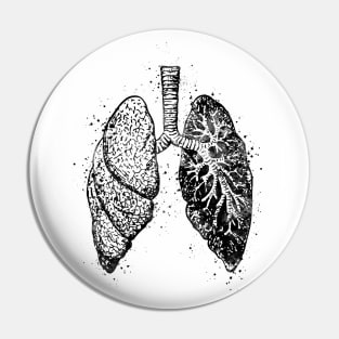 Lungs Anatomy Black and White Pin