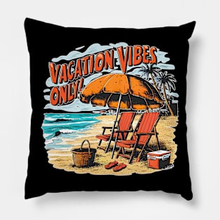 Vacation vibes only! fun summer vacation travel puns tee 2 Pillow