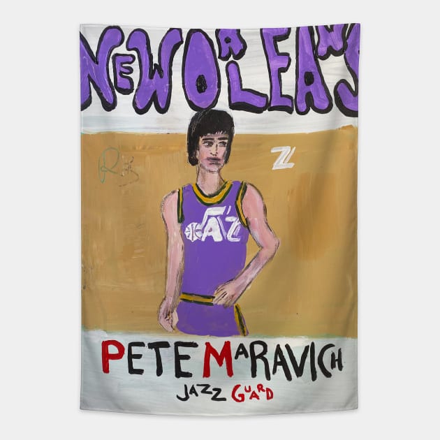 Pete Maravich Tapestry by ElSantosWorld
