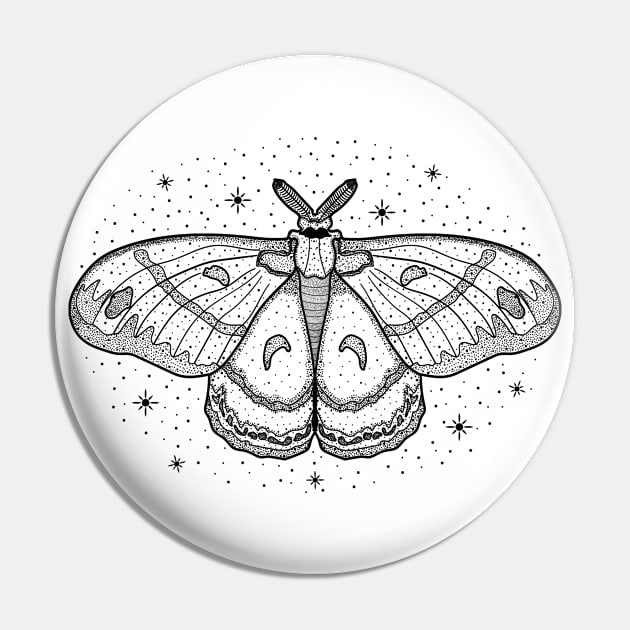 Starry Cecropia Moth Pin by CelestialStudio