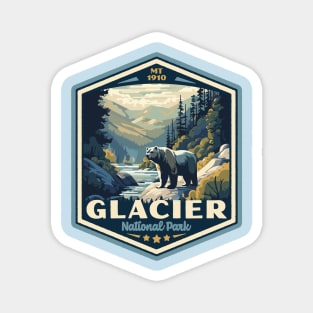 Glacier National Park Vintage WPA Style National Parks Art Magnet