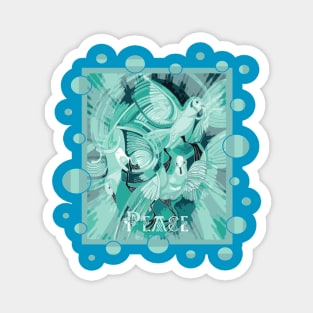 Dove With Celtic Peace Text In Aqua Tones Magnet