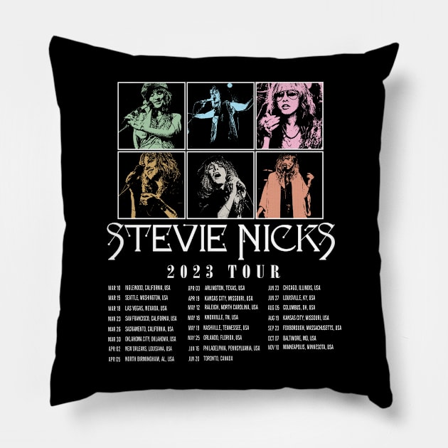 Stevie Nicks Vintage Rock Music 2023 Tour Live in Concert Pillow by Evergreen Daily