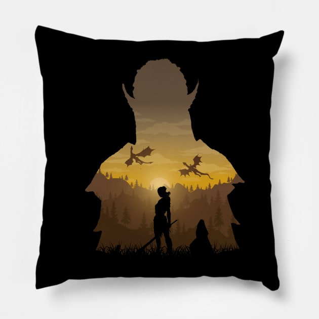 Baldurs Gate 3 - Lae'Zel *Negative Illusion* Pillow by MyRetroArt