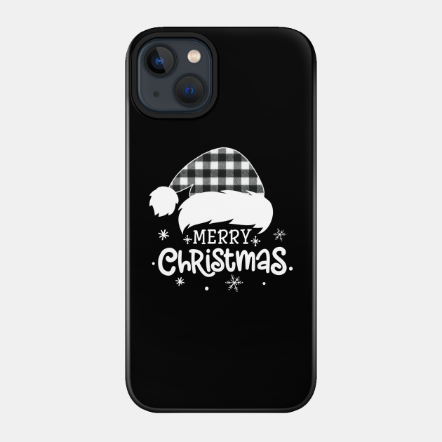 Merry Christmas Buffalo White Plaid Santa Hat Xmas Holiday - Merry Christmas - Phone Case