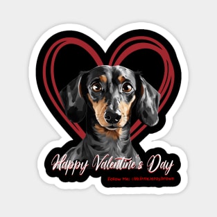 Happy Valentine’s Day Black Tan Dachshund Heart Magnet