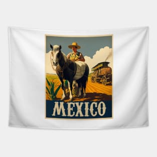 Mexico Farmer Vintage Travel Art Poster Tapestry