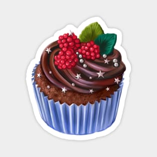 Chocolate Raspberry Cupcake Magnet