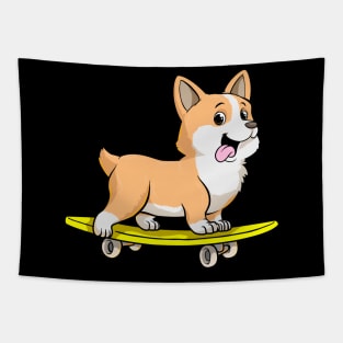 Dog as Skater with Skateboard Tapestry