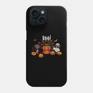 Halloween spirit  Dachshund dog Boo playful pumpkin Phone Case