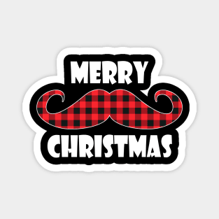 mustache red plaid buffalo christmas Magnet